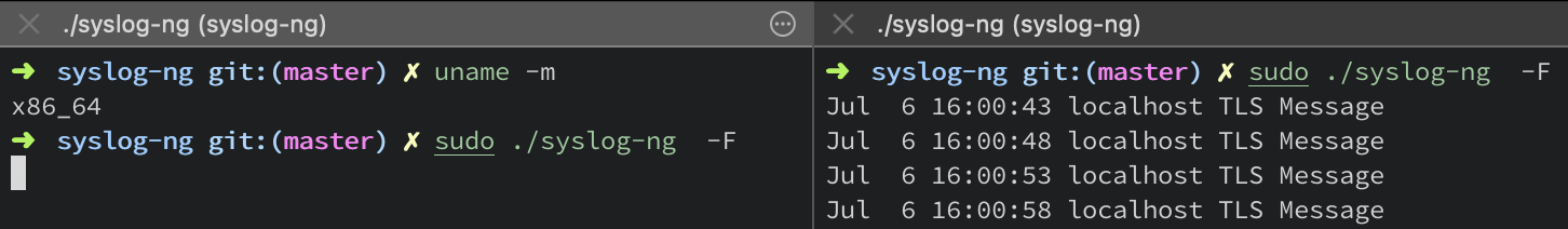 TLS-encryption tested on syslog() driver on macOS (x86)